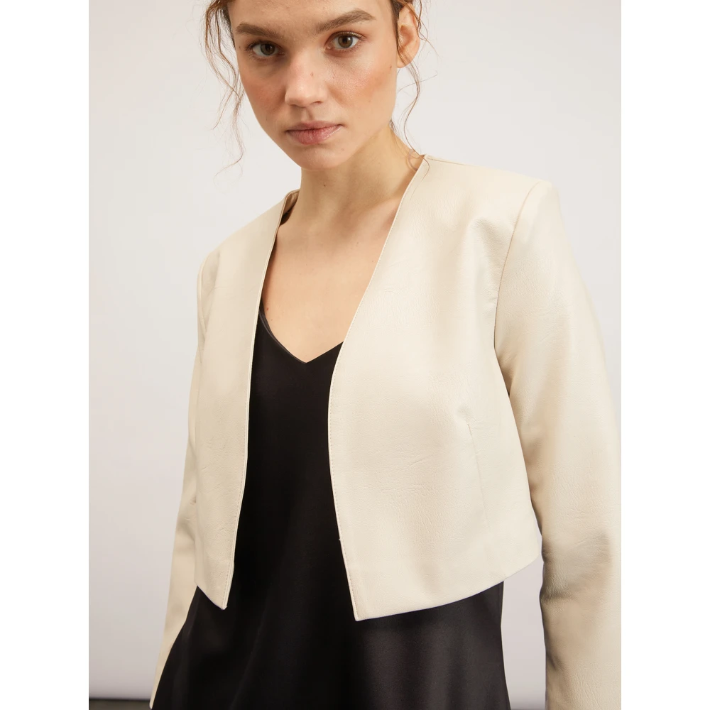 Motivi Bolero-jasje van gecoate stof White Dames