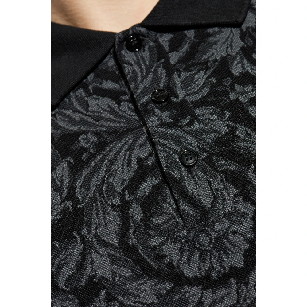 Versace Polo met Barocco patroon Black Heren