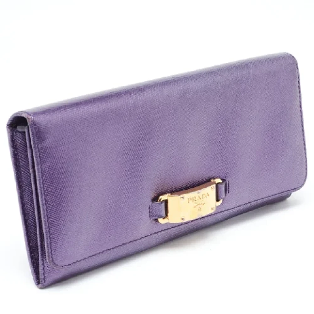 Prada Vintage Pre-owned Leather wallets Purple Dames