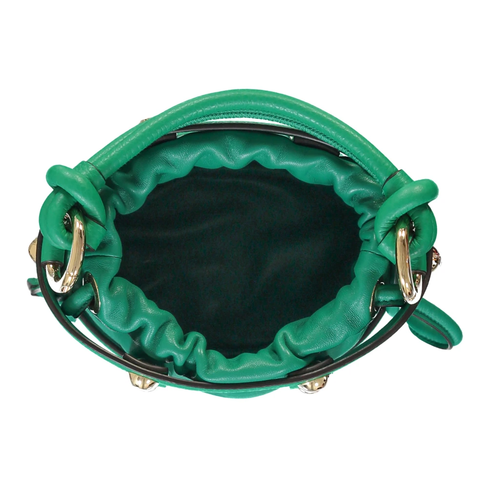 Salvatore Ferragamo Studded Leather Bucket Bag Green Dames