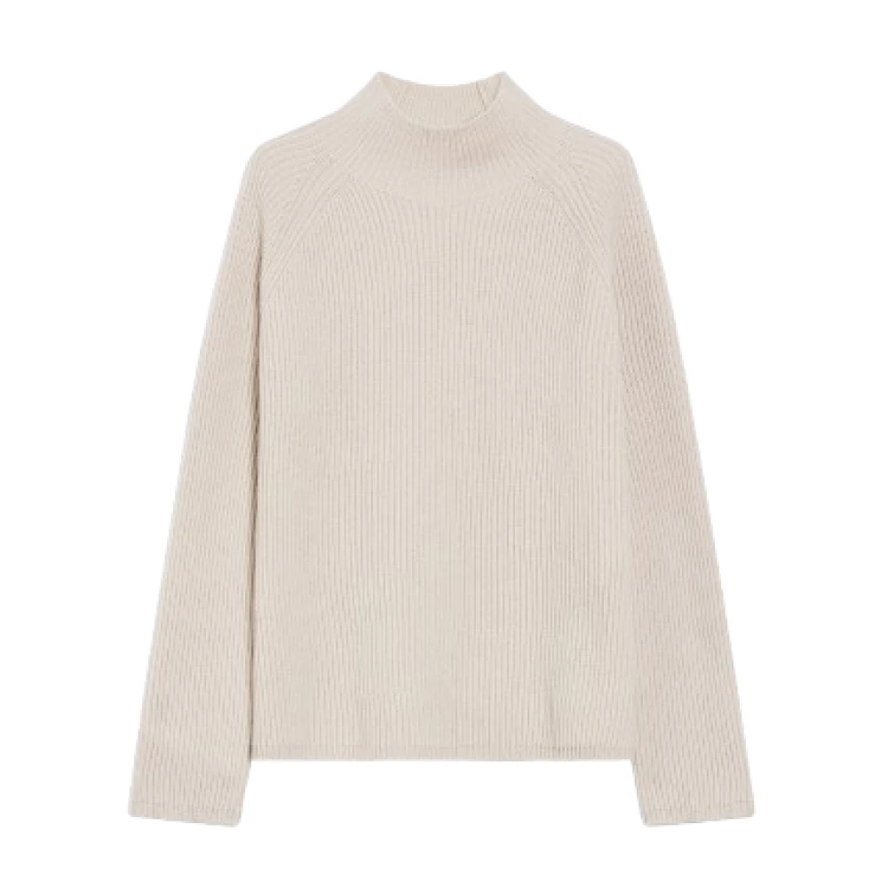 Max Mara Ecru Wollen Trui Engelse Rib Stijl Beige Dames