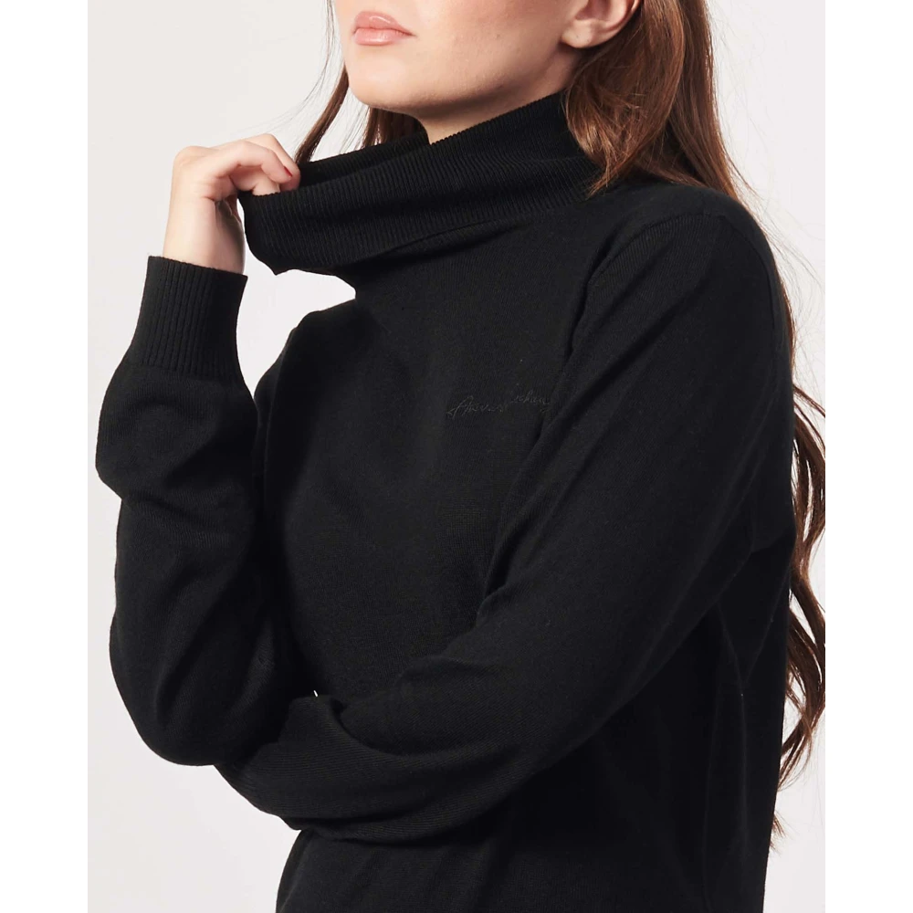 Armani Exchange Zwarte trui met geborduurd logo Black Dames
