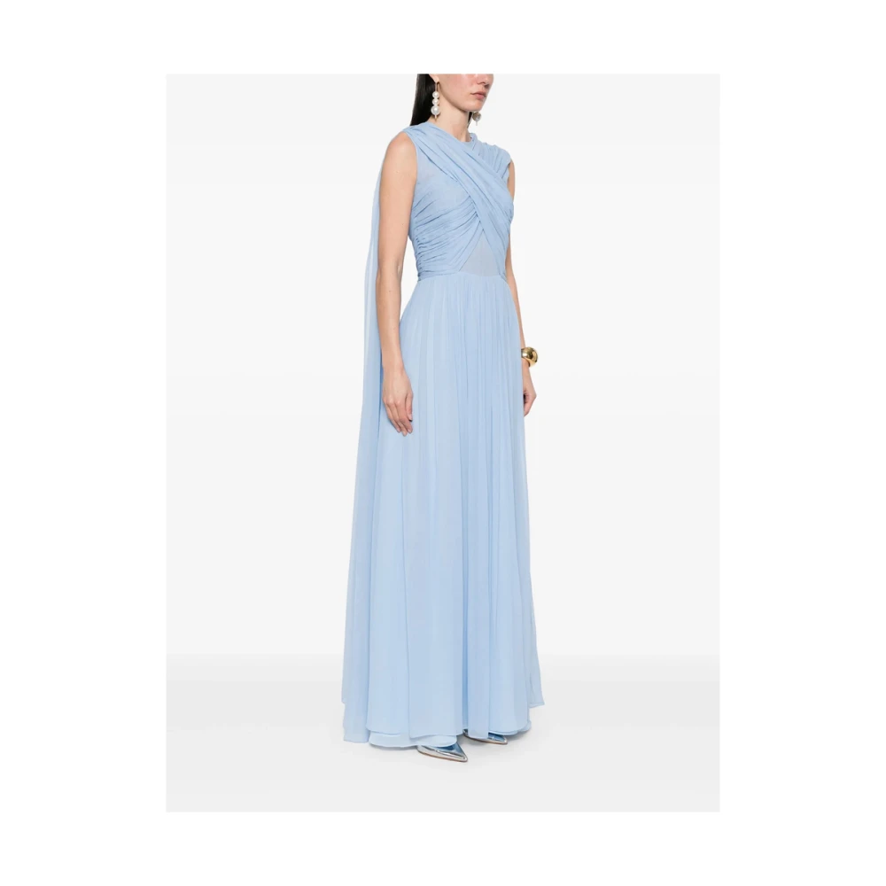Costarellos Lichtblauwe Gedrapeerde Jurk met Ceintuur Blue Dames