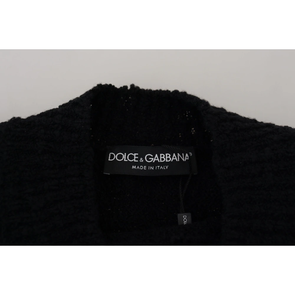 Dolce & Gabbana Zwarte Wol Gebreide Crewneck Trui Black Dames