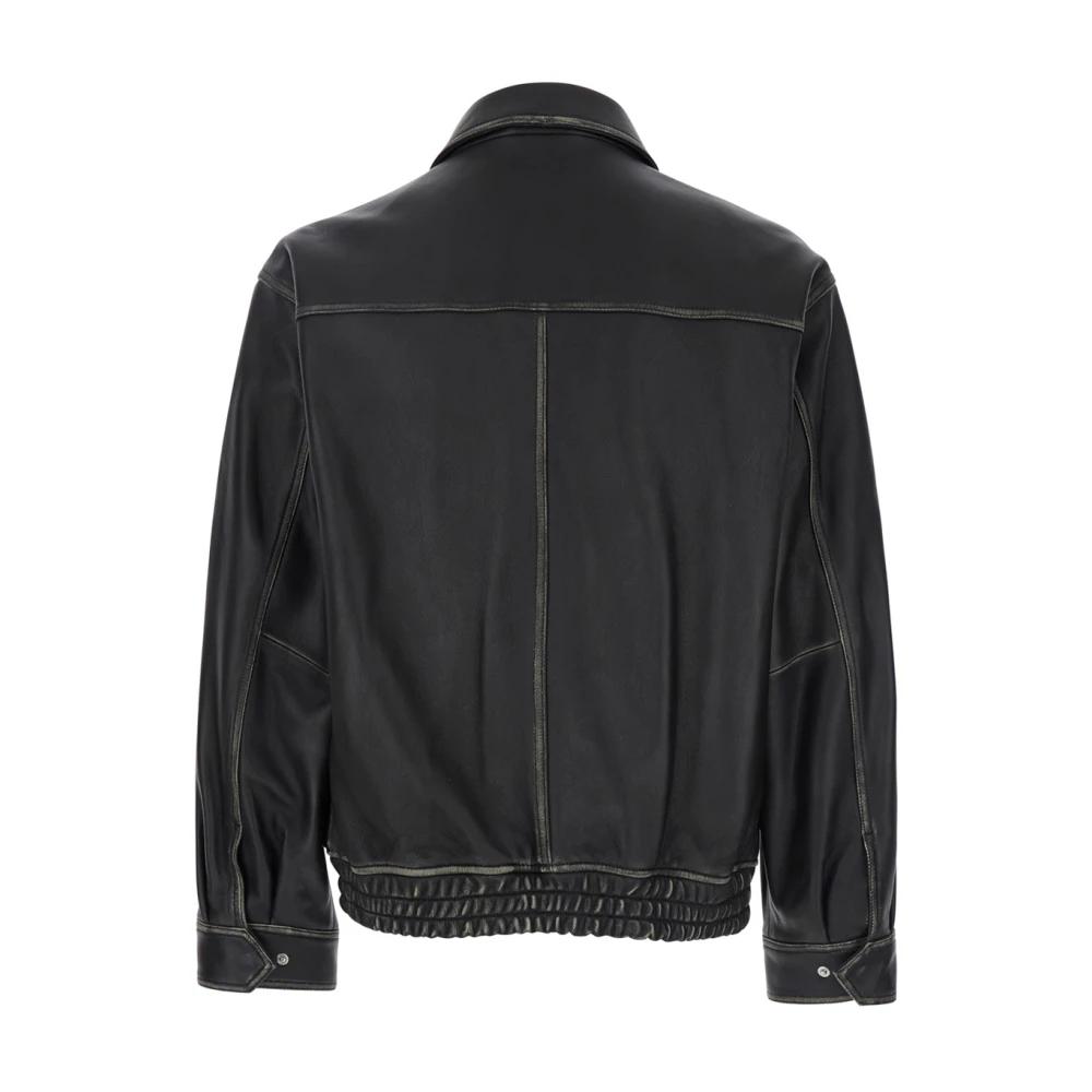Dunst Zwarte leren jas met verontrustend effect Black Heren