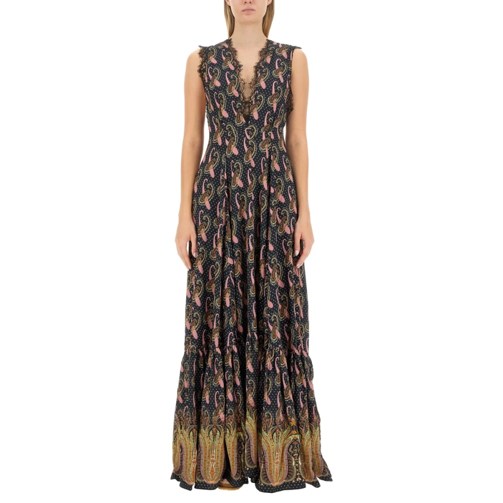 ETRO Elegante Lange Maxi Jurk Black Dames