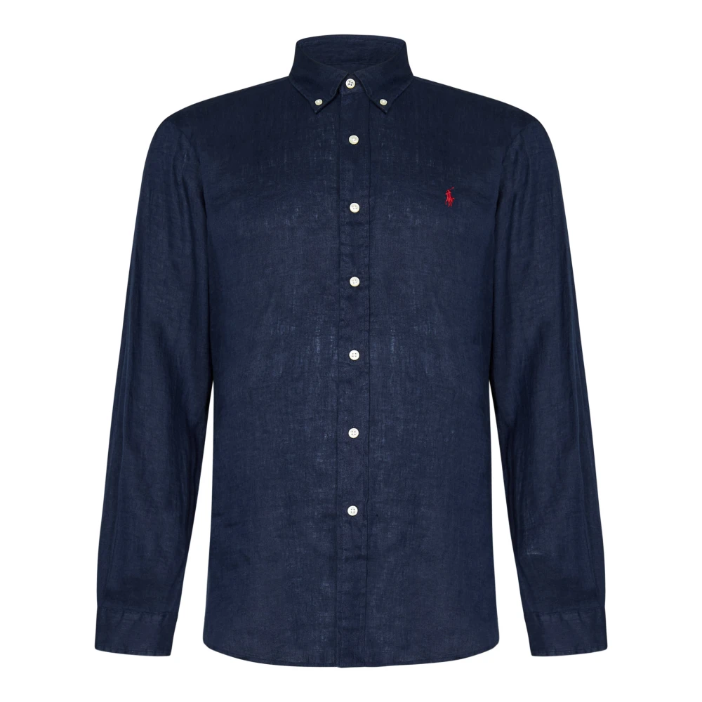 Polo Ralph Lauren Blauwe Linnen Overhemd Blue Heren