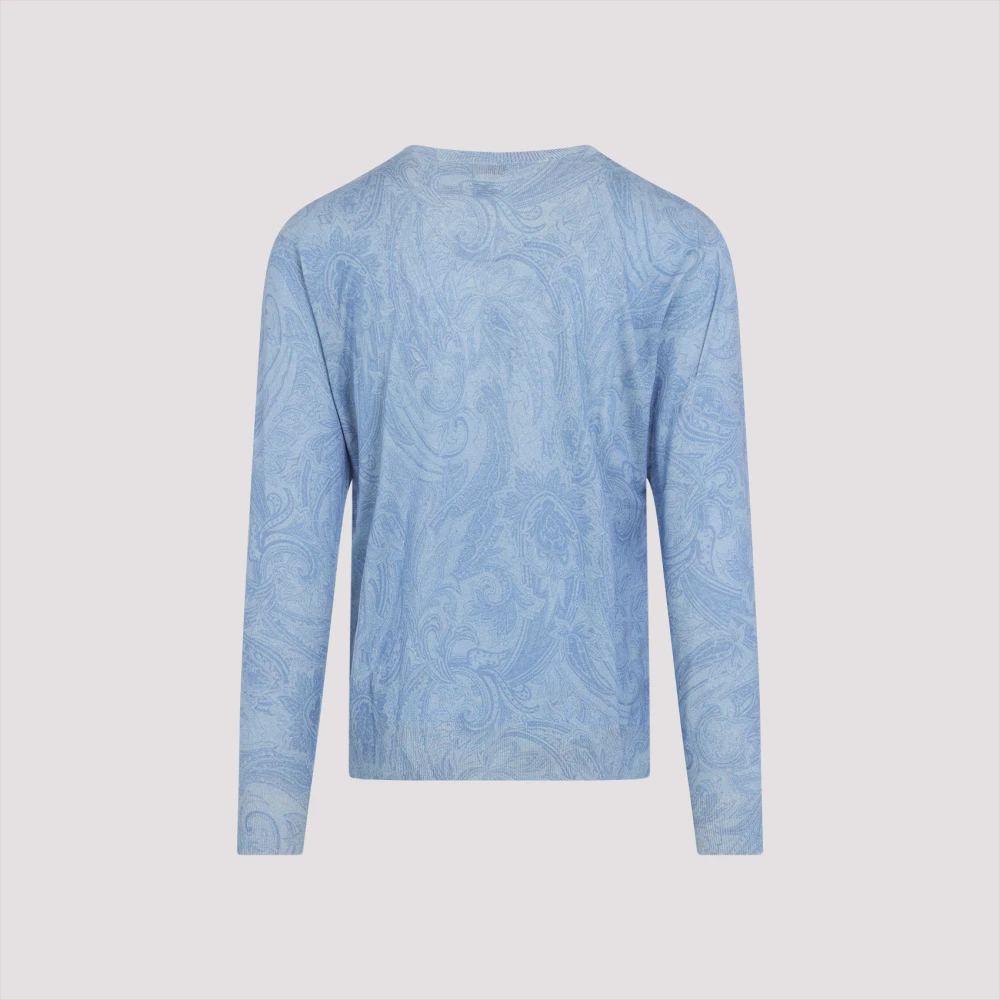 ETRO Blauwe Zijde Kasjmier Trui Blue Heren