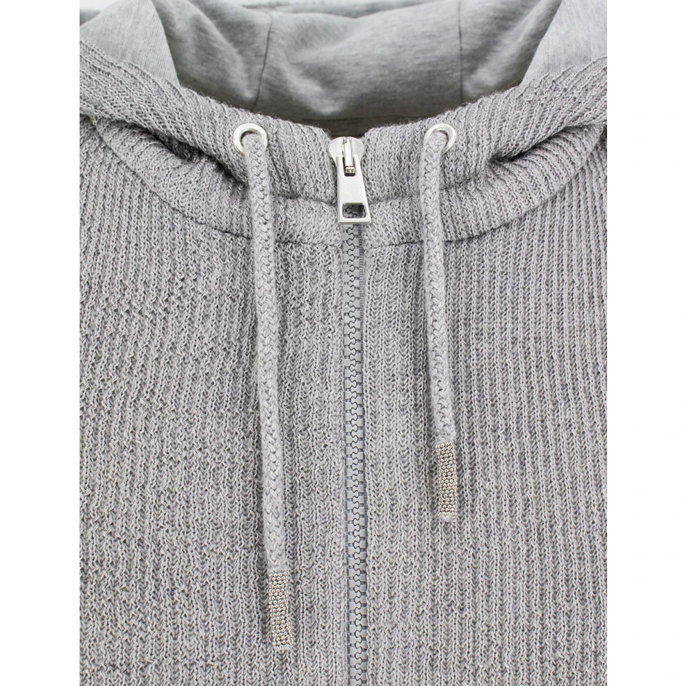 Panicale Dubbelstof Zip Sweatshirt met Verstelbare Capuchon Gray Heren