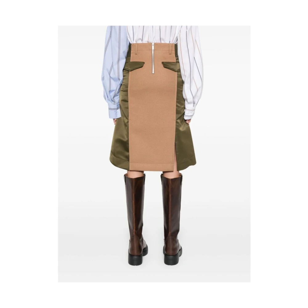 Sacai Gepaneelde Wollen Rok met Zakken Multicolor Dames