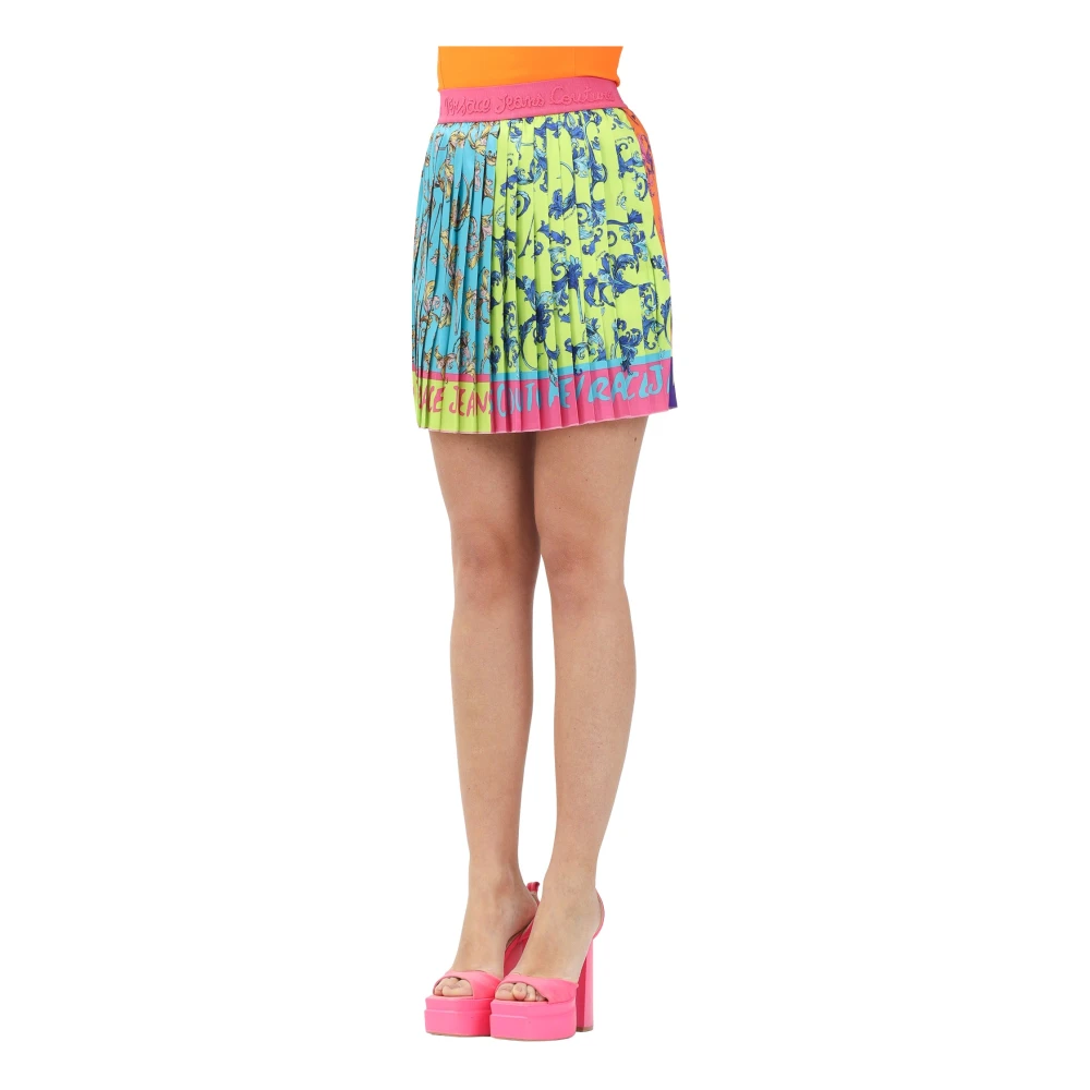 Versace Jeans Couture Multicolor Korte Rok met Barocco Print Multicolor Dames