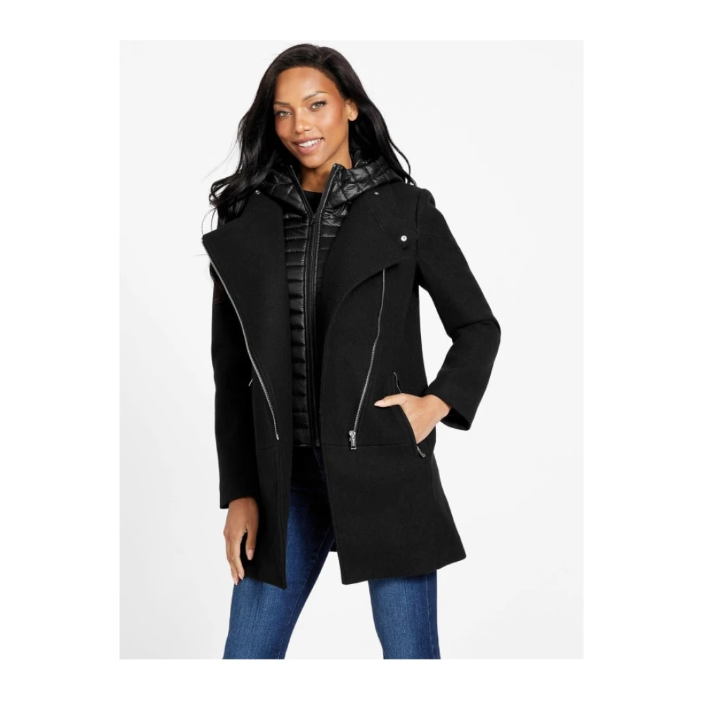 Guess 2-in-1 Jas met Capuchon Black Dames