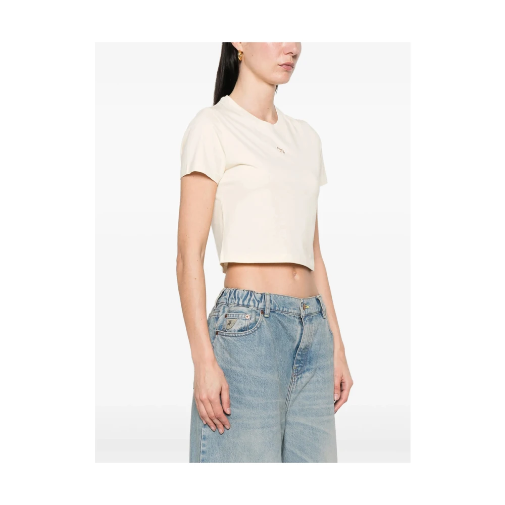Maison Kitsuné Beige Crew Neck Short Sleeve T-shirt Beige Dames
