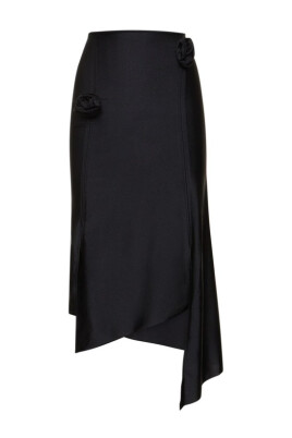 black-asymmetric-flower-skirt