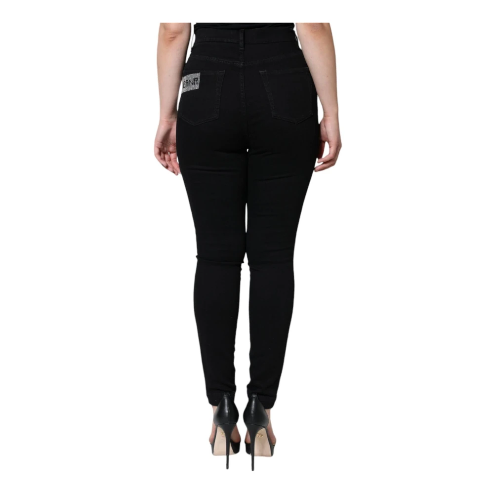 Dolce & Gabbana Zwarte Skinny Denim Jeans met Logo Black Dames