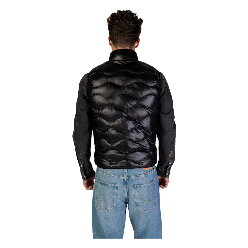 Blauer Zwarte Mouwloze Blazer met Rits Black Heren