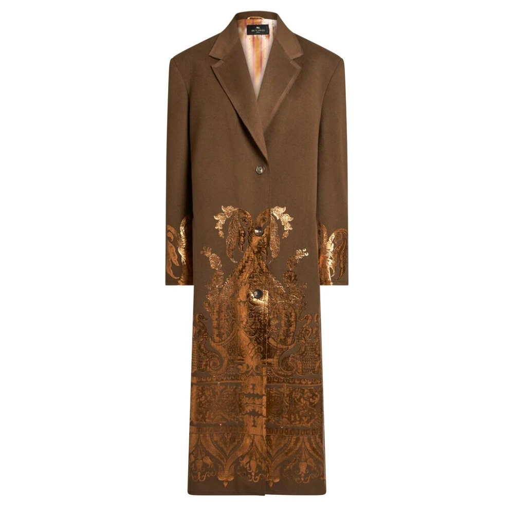 Etro Brun Blommig Paisley Ullrock Brown, Dam