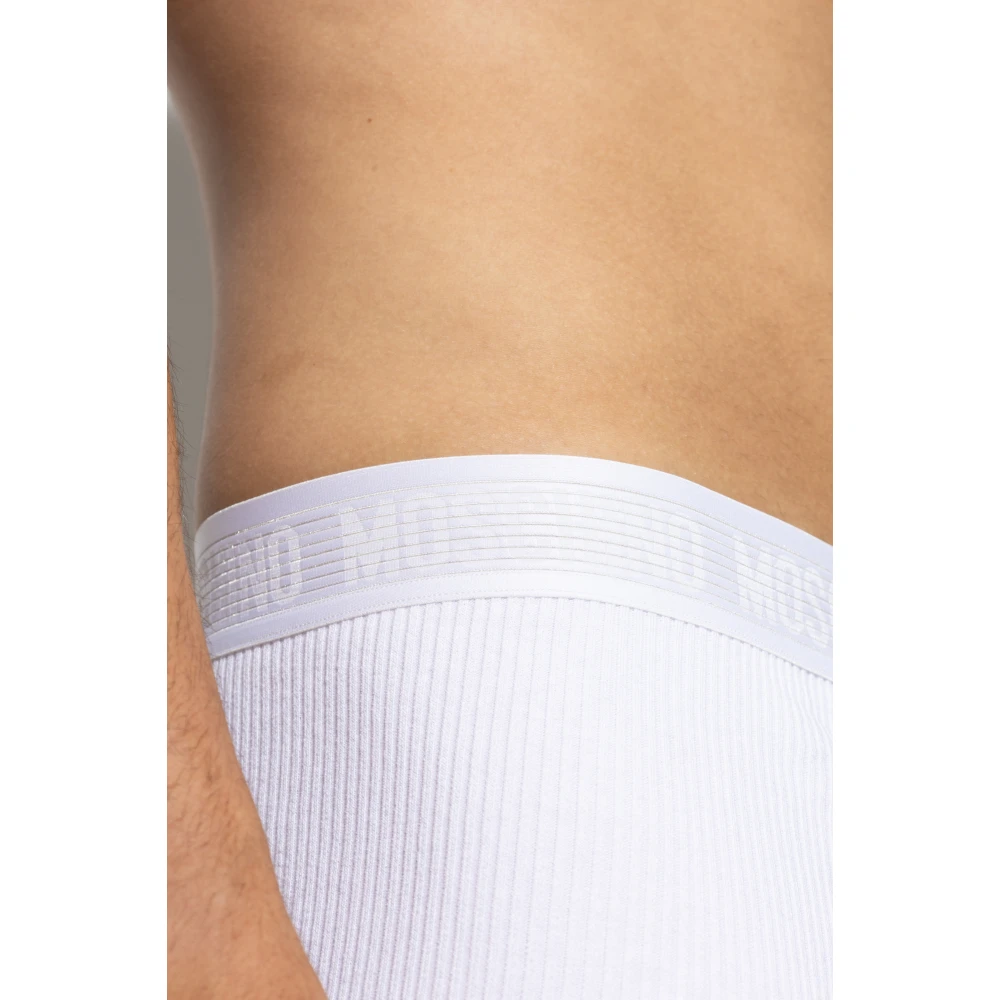 Moschino Geribbelde Boxershorts White Heren