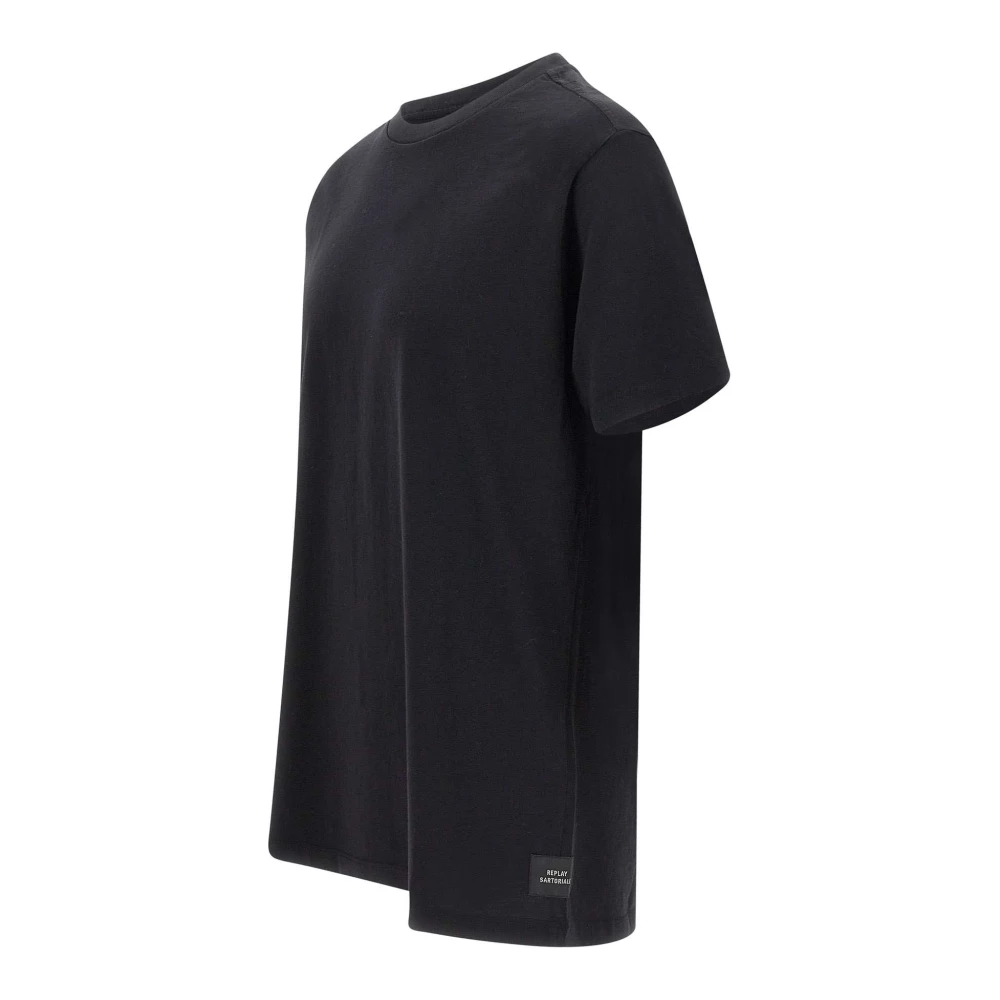 Replay Zwart Katoenen T-shirt Sartoriale Design Black Heren