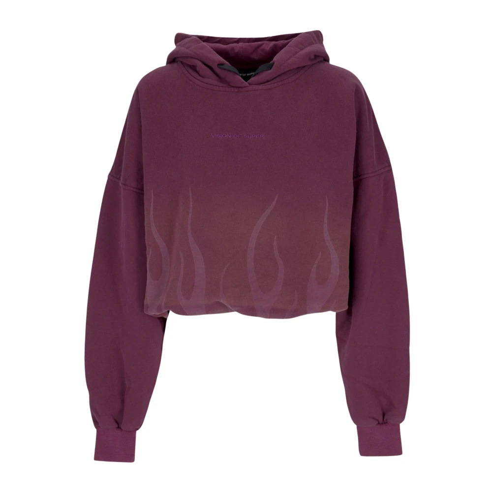 Vision OF Super Flames Cropped Hoodie Grape Wine Purple Dames