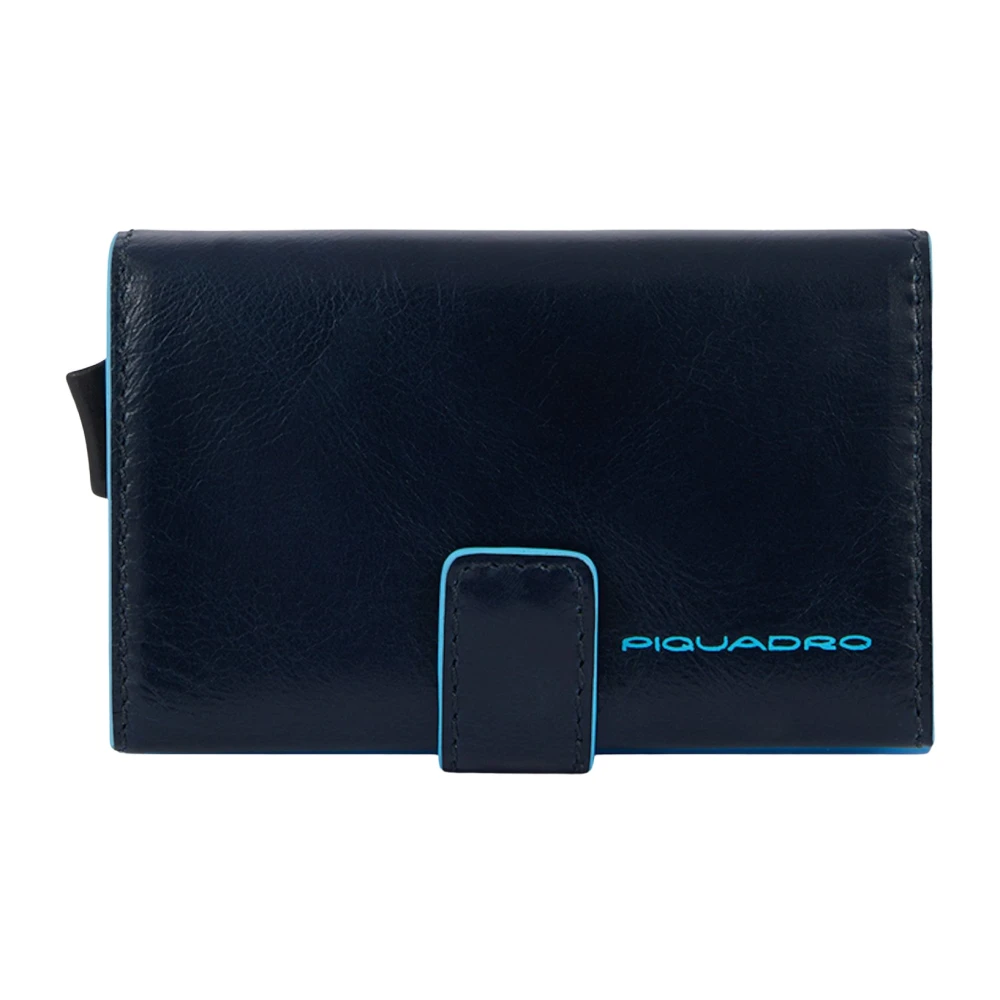 Piquadro Mannelijk Blauw Credit Card Holder Case In Metal