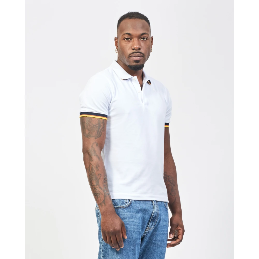 K-way Stretch Katoenen Poloshirt Wit White Heren