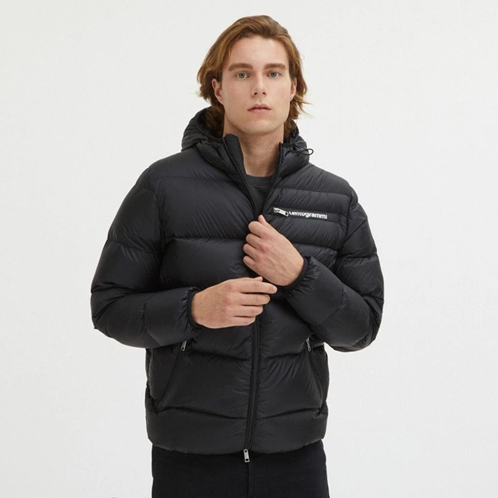 Centogrammi Hooded donsjack in zwart Black Heren