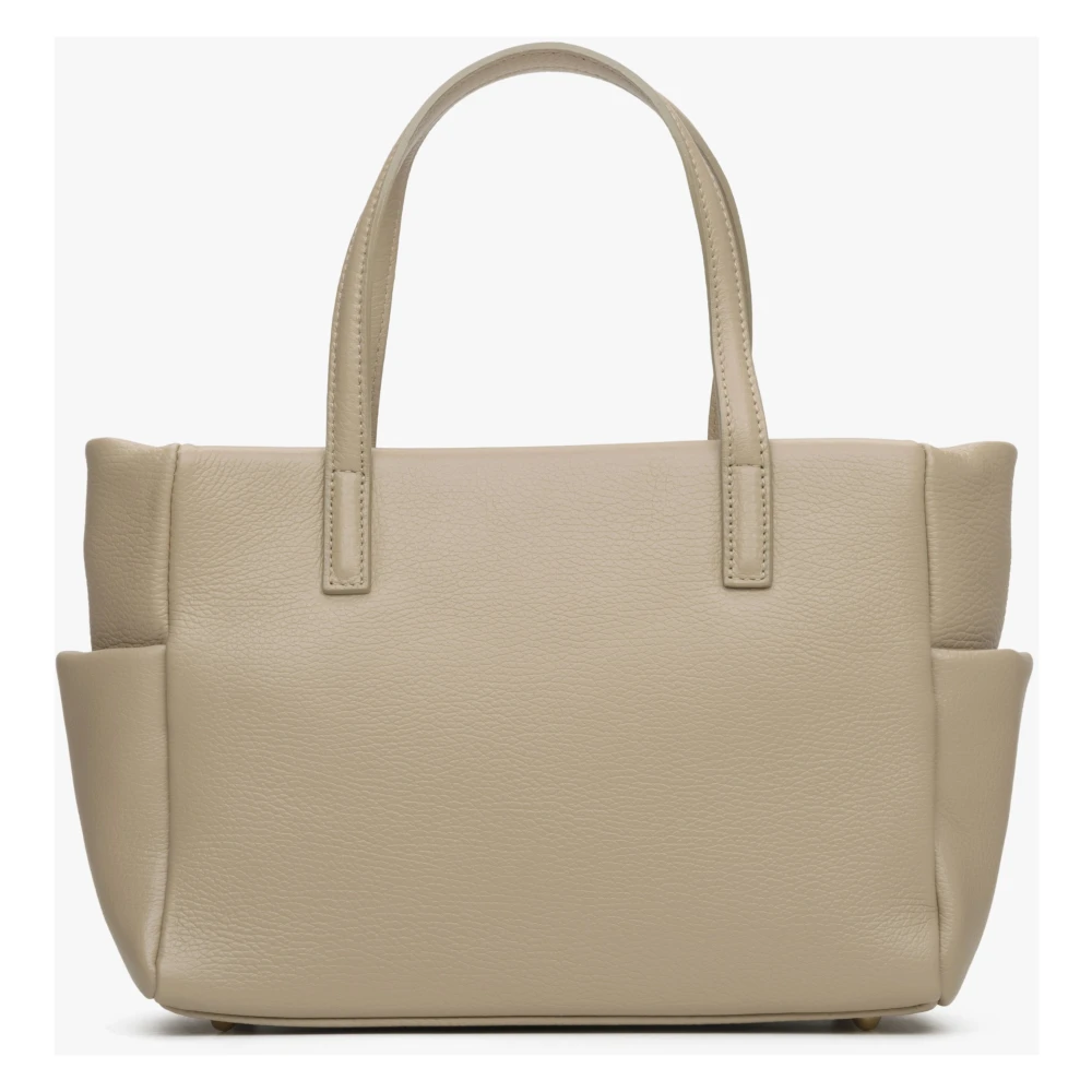 Estro Dames Beige Shopper Tas gemaakt van Premium Italiaans Echt Leer Er00115081 Beige Dames