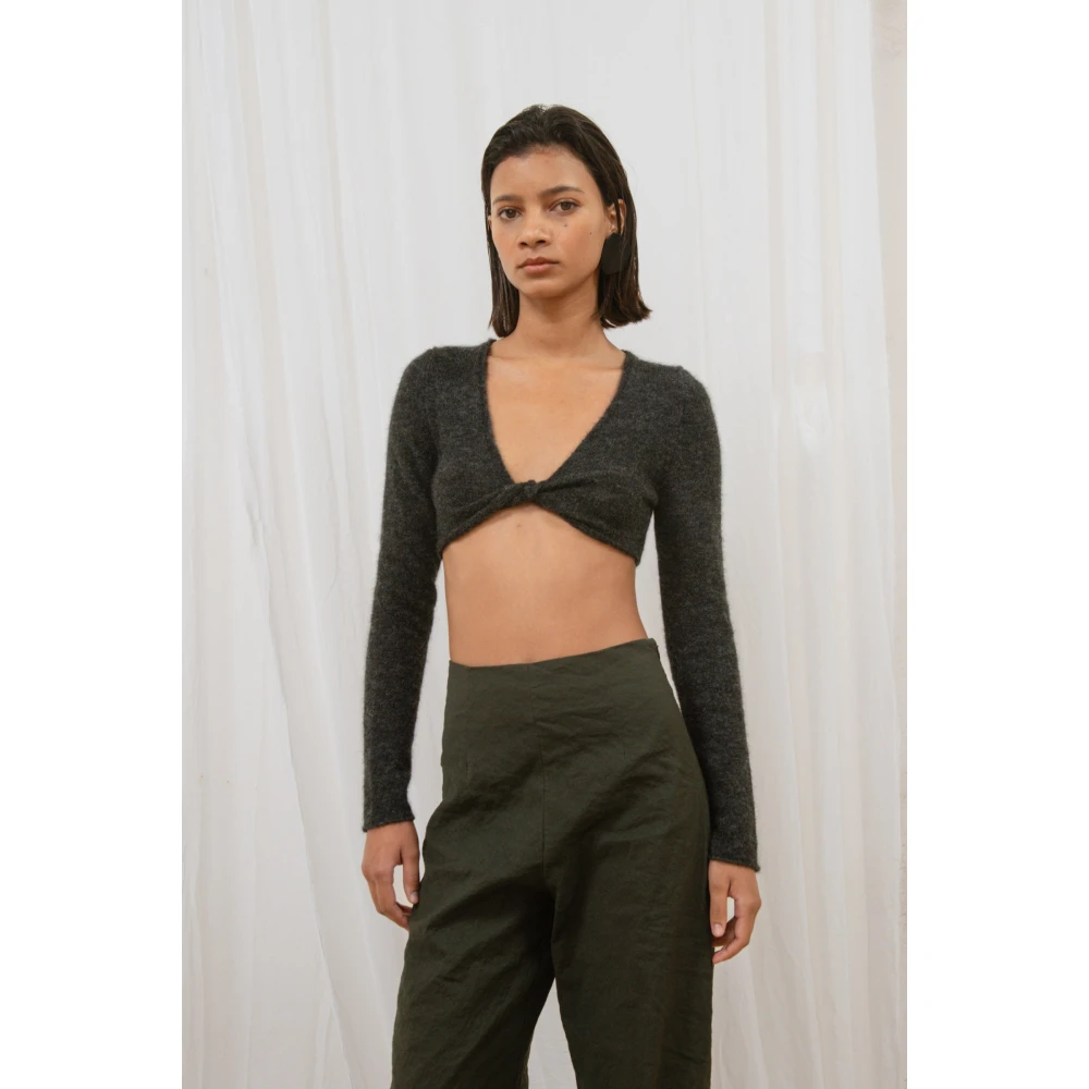 Cortana Alpaca Merino Zijde Grafiet Top Black Dames