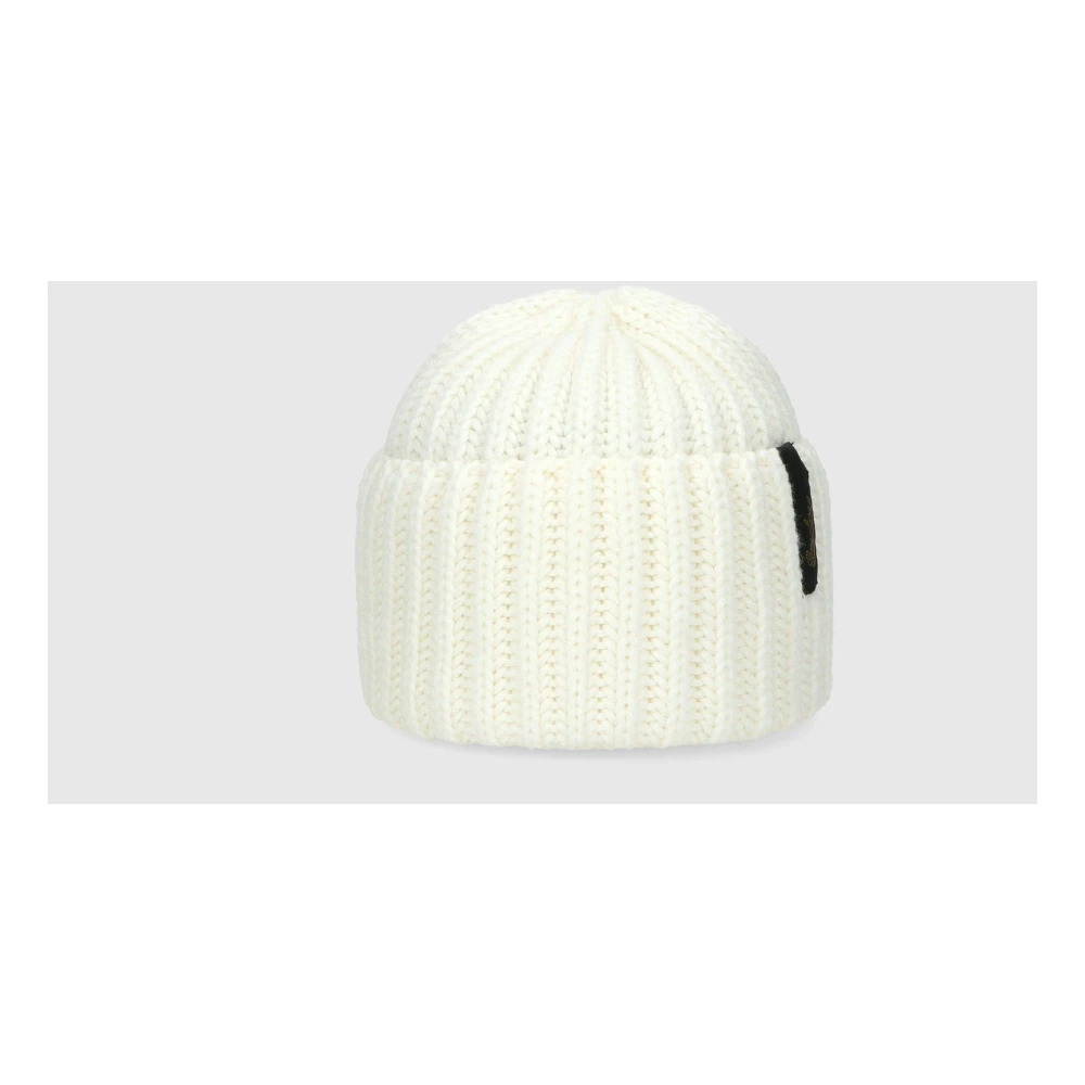Borsalino Geribbelde Wollen Beanie Muts White Unisex