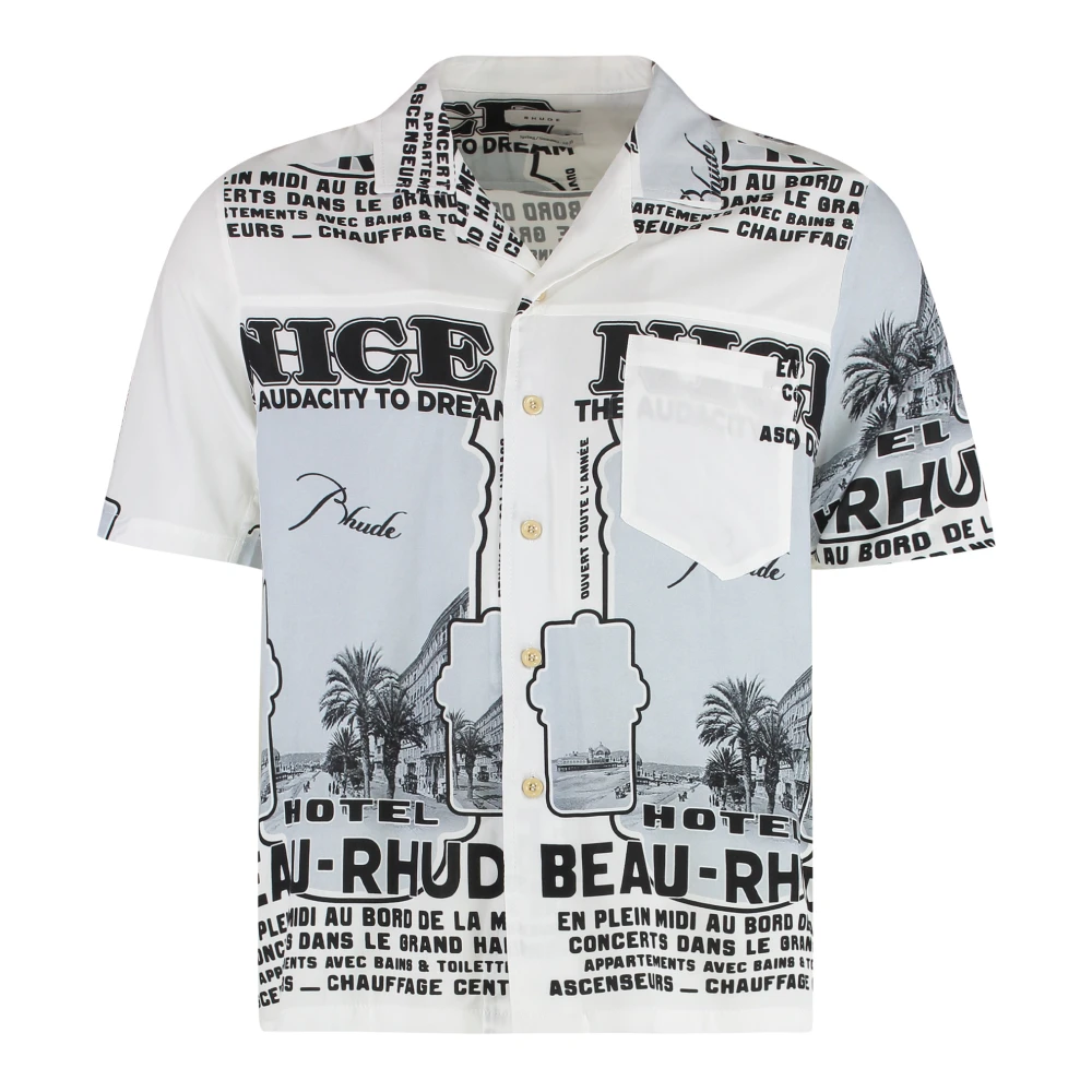 Rhude Asymmetrisch Viscose Shirt met Korte Mouwen Multicolor Heren