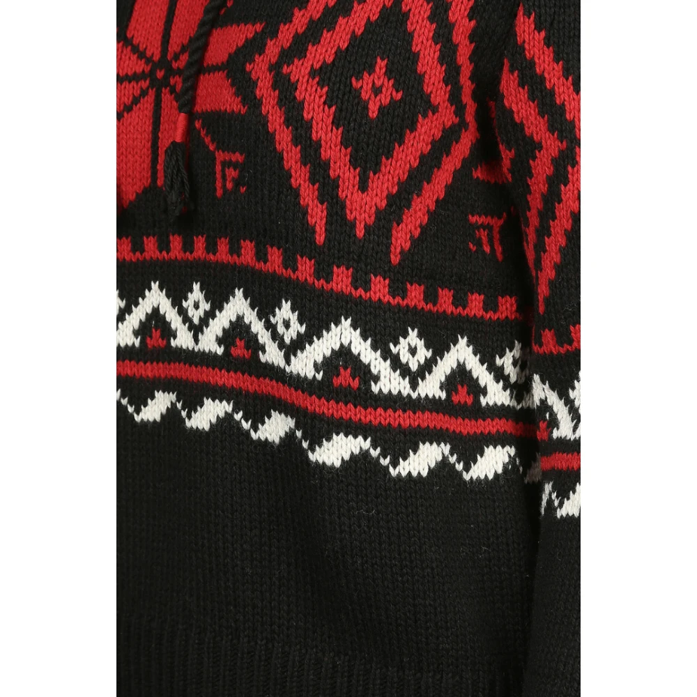 Polo Ralph Lauren Rode Sneeuwvlok Trekkoord Voorkant Trui Multicolor Dames