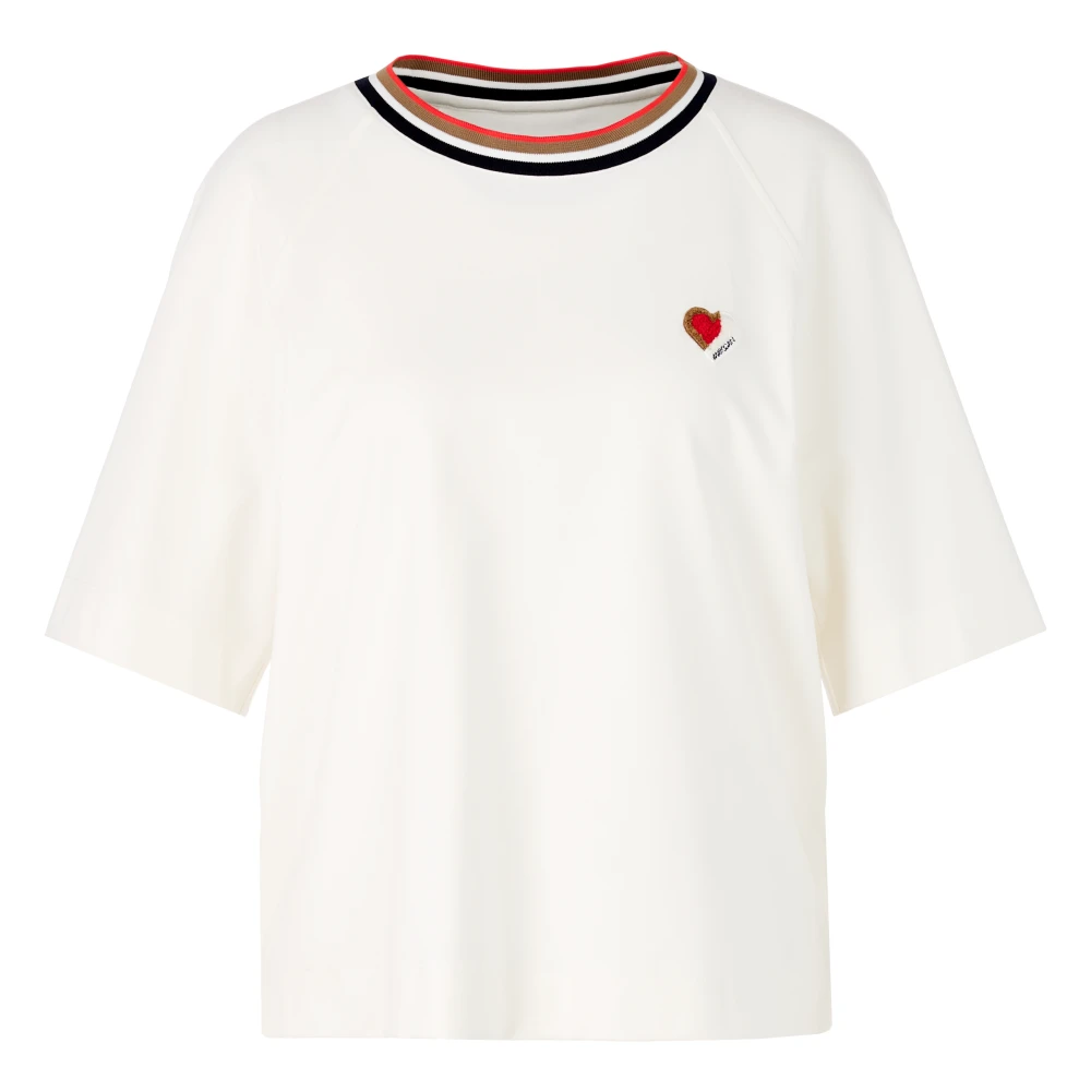 Marc Cain Gestreept Cropped T-shirt White Dames