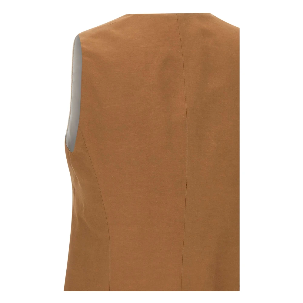 Kaos Bruine Linnen en Viscose Gilet Jas Brown Dames