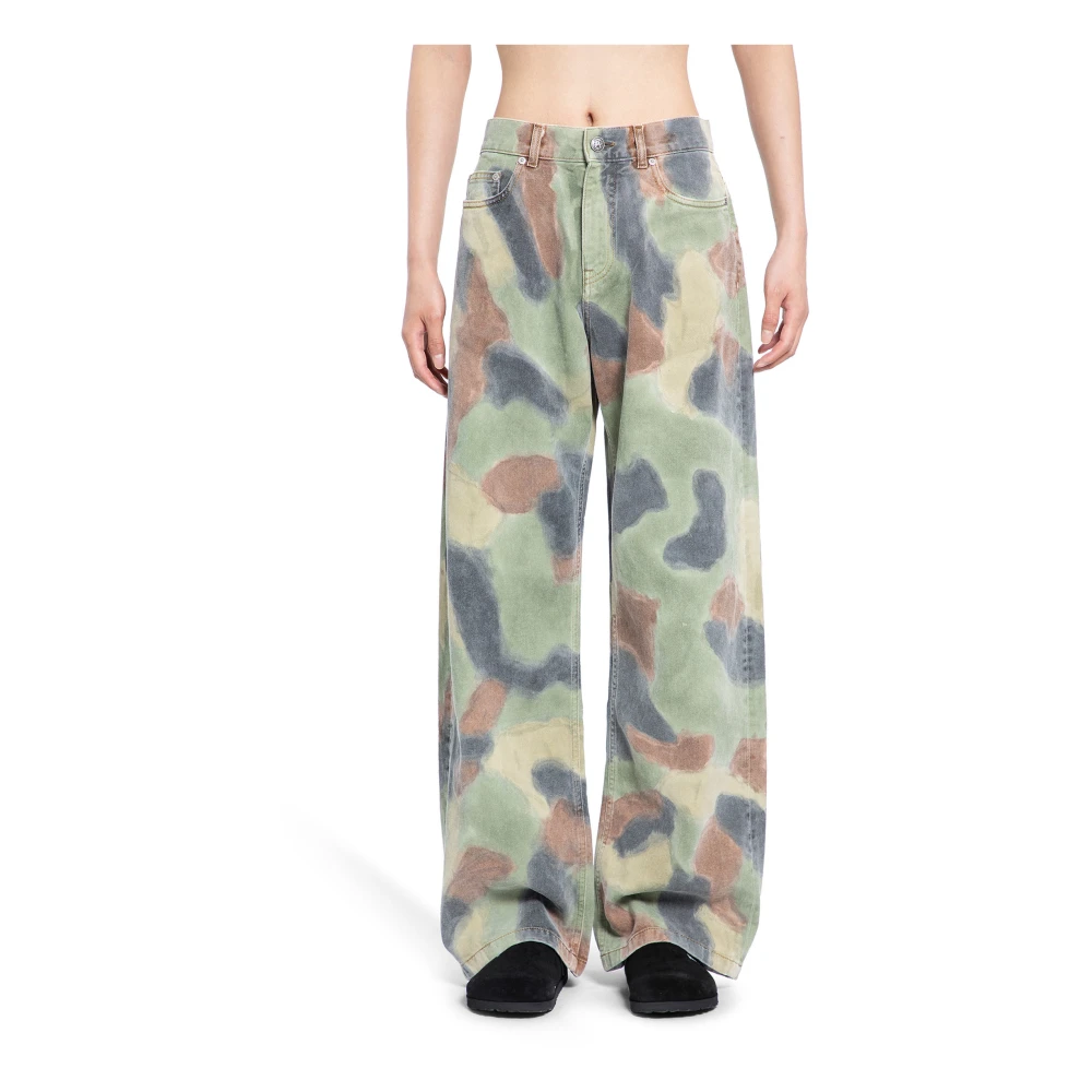 Palm Angels Camo Militair Grijs Losse Broek Multicolor Heren