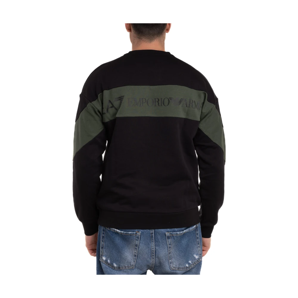 Emporio Armani EA7 Heren Sweatshirt van geborsteld katoen met zijzak met ritssluiting Black Heren