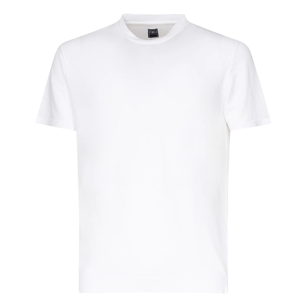 Fedeli Witte linnen T-shirt en Polo White Heren