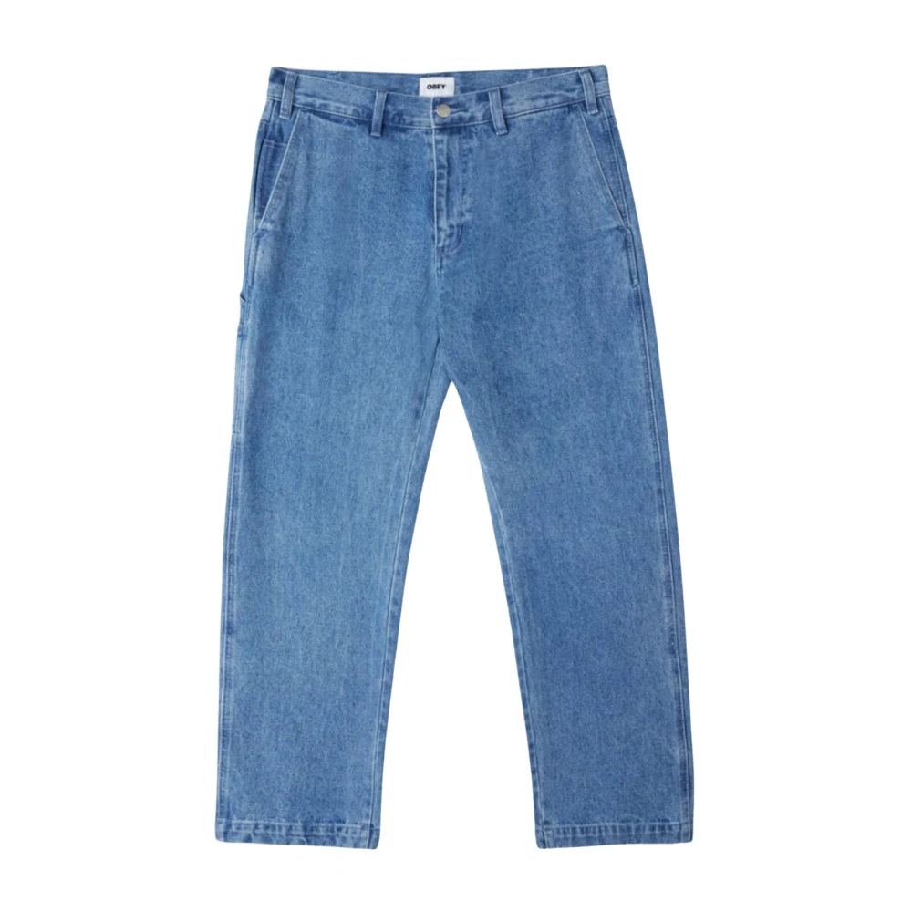 Obey Blue Straight Fit Jeans, Female, W29, Hardwork Carpenter Denim