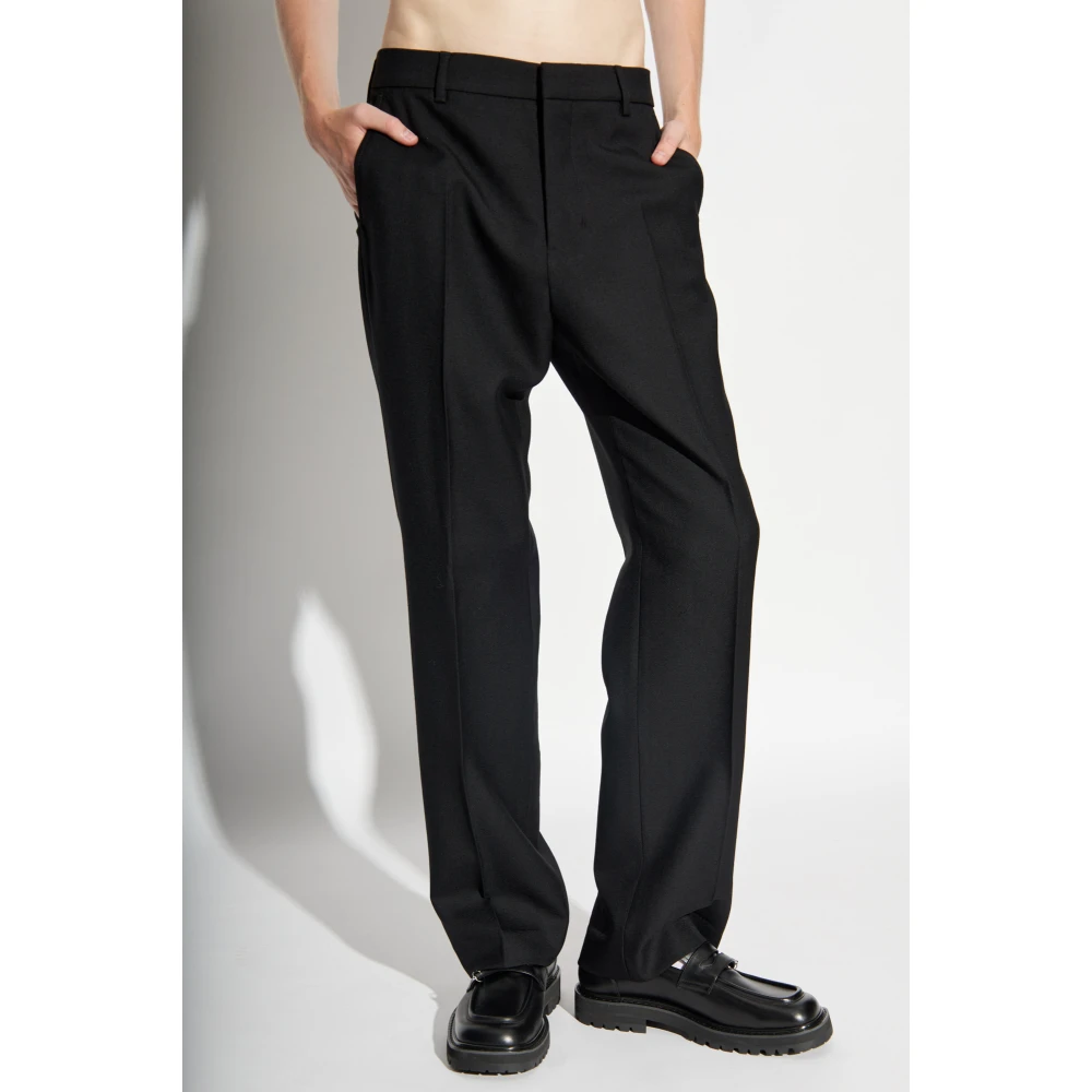 Ami Paris Wollen broek met vouw Black Heren