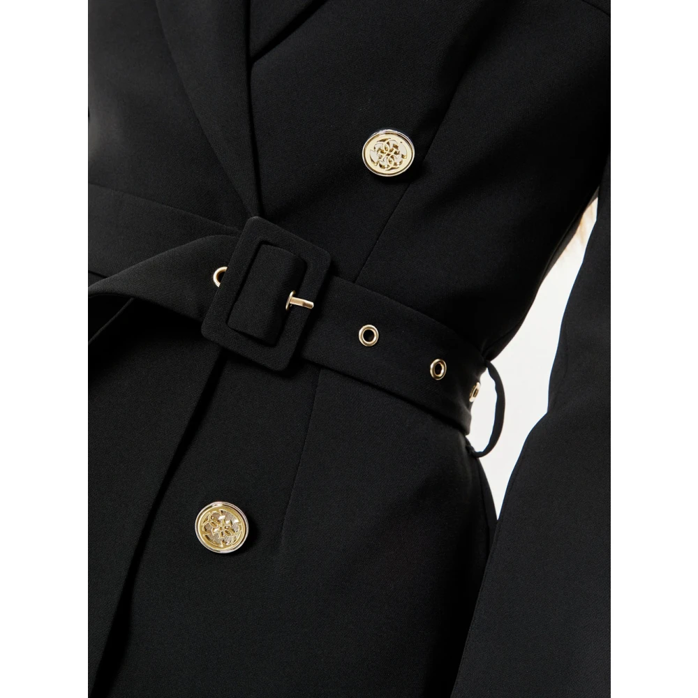 Guess Zwarte Belted Leonie Blazer Jas Black Dames