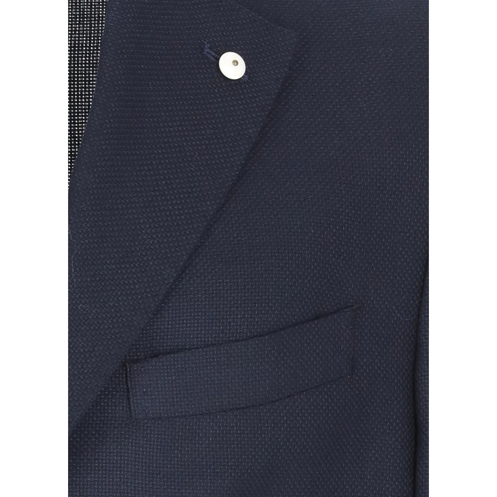 Lubiam Blauw Katoen Wol Jas voor Man Blue Heren
