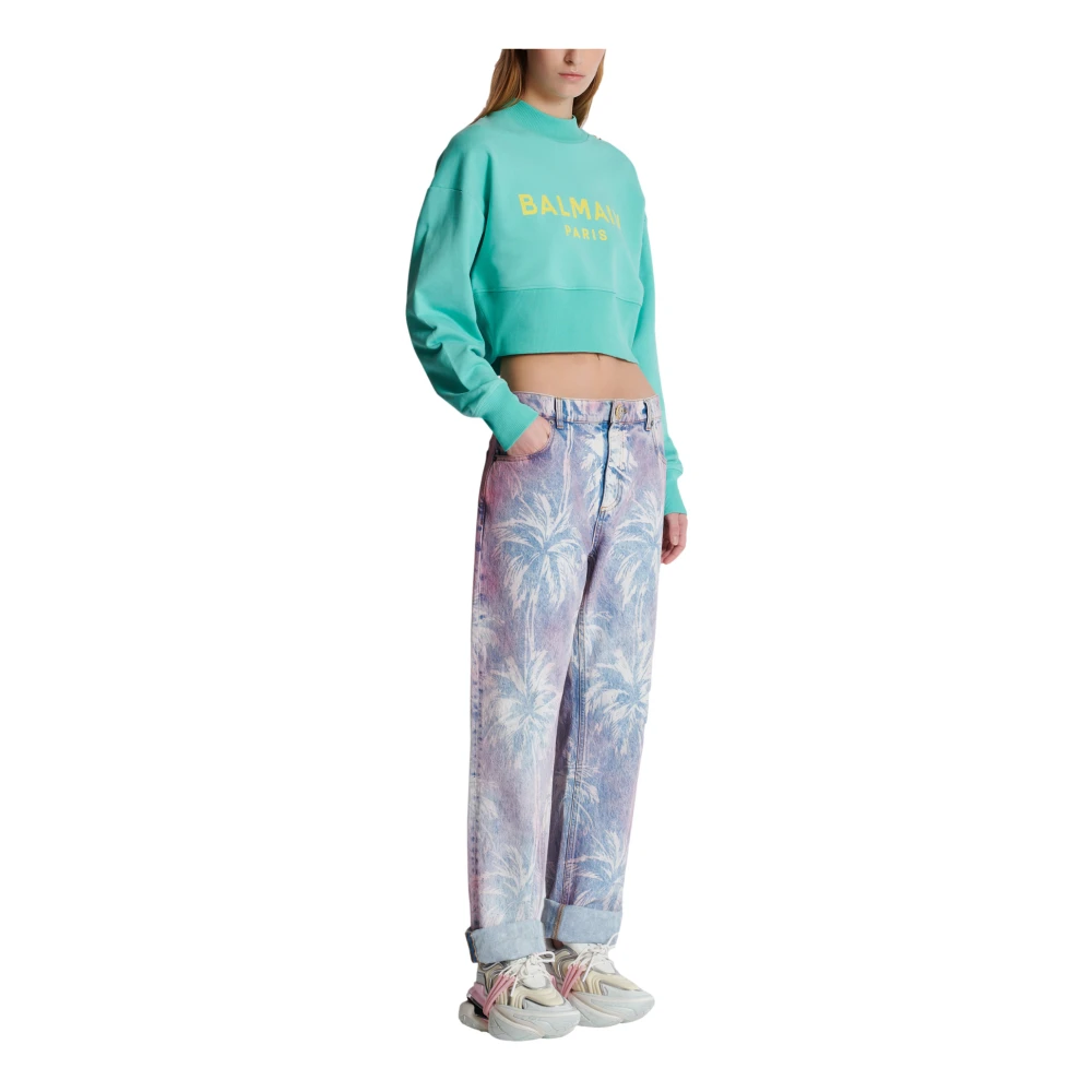 Balmain Cropped sweatshirt met Parijs-print Blue Dames