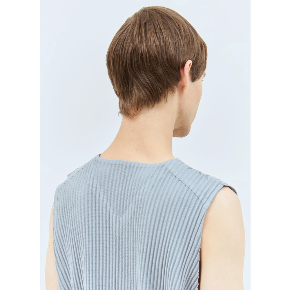 Issey Miyake Japanse Geplooide Vest met Zakken Gray Heren
