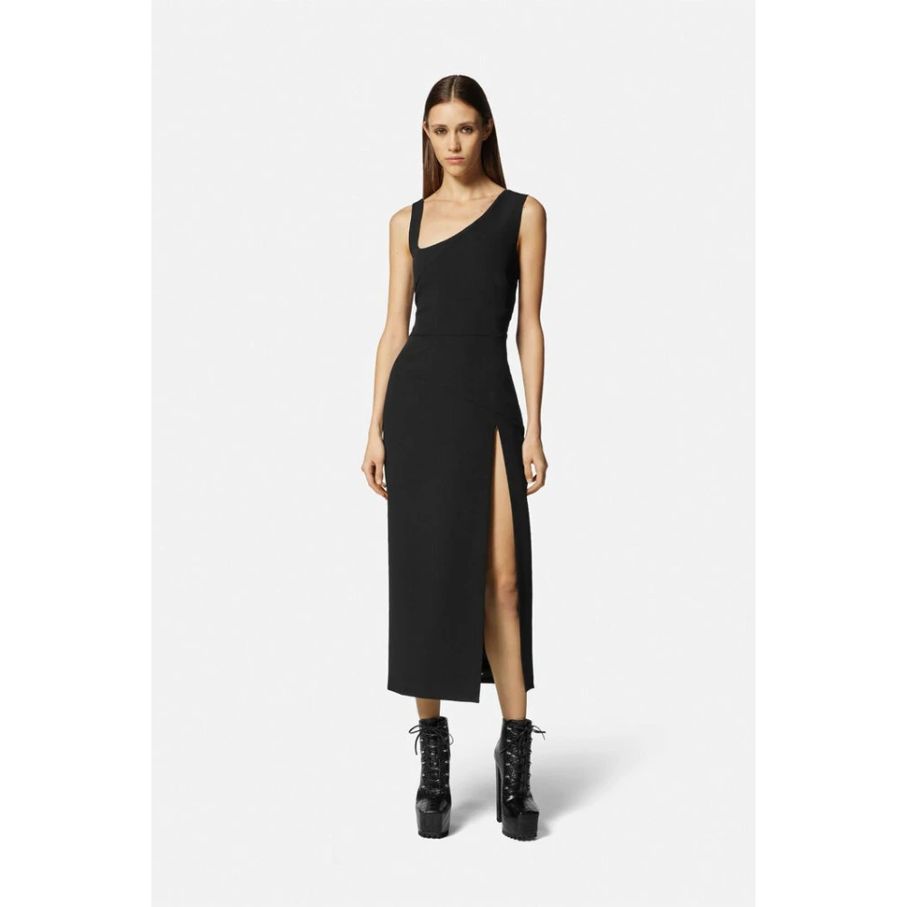 Versace Jeans Couture Asymmetrische Chain Couture Midi Jurk Black Dames