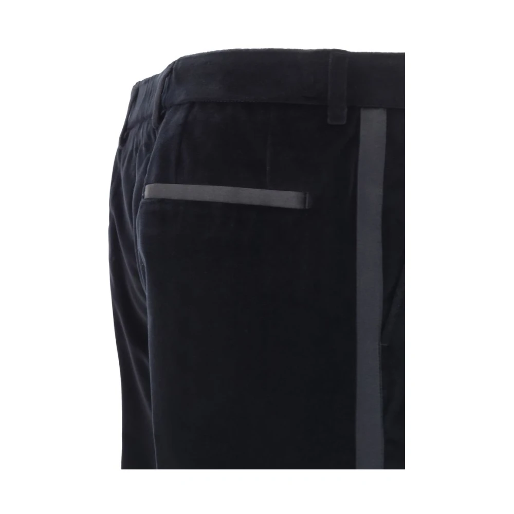 Dolce & Gabbana Fluwelen broek met contrastbanden Black Heren