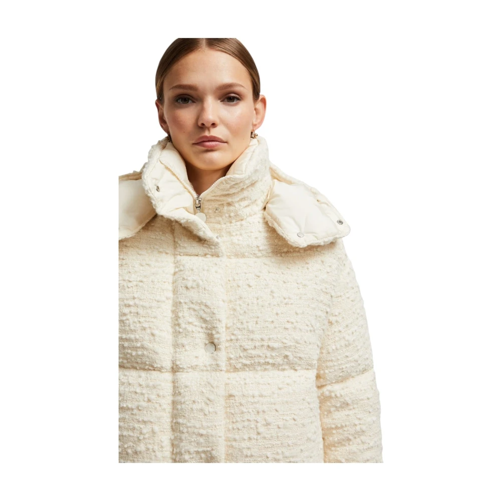 Moncler Witte Tweed Korte Donsjas White Dames