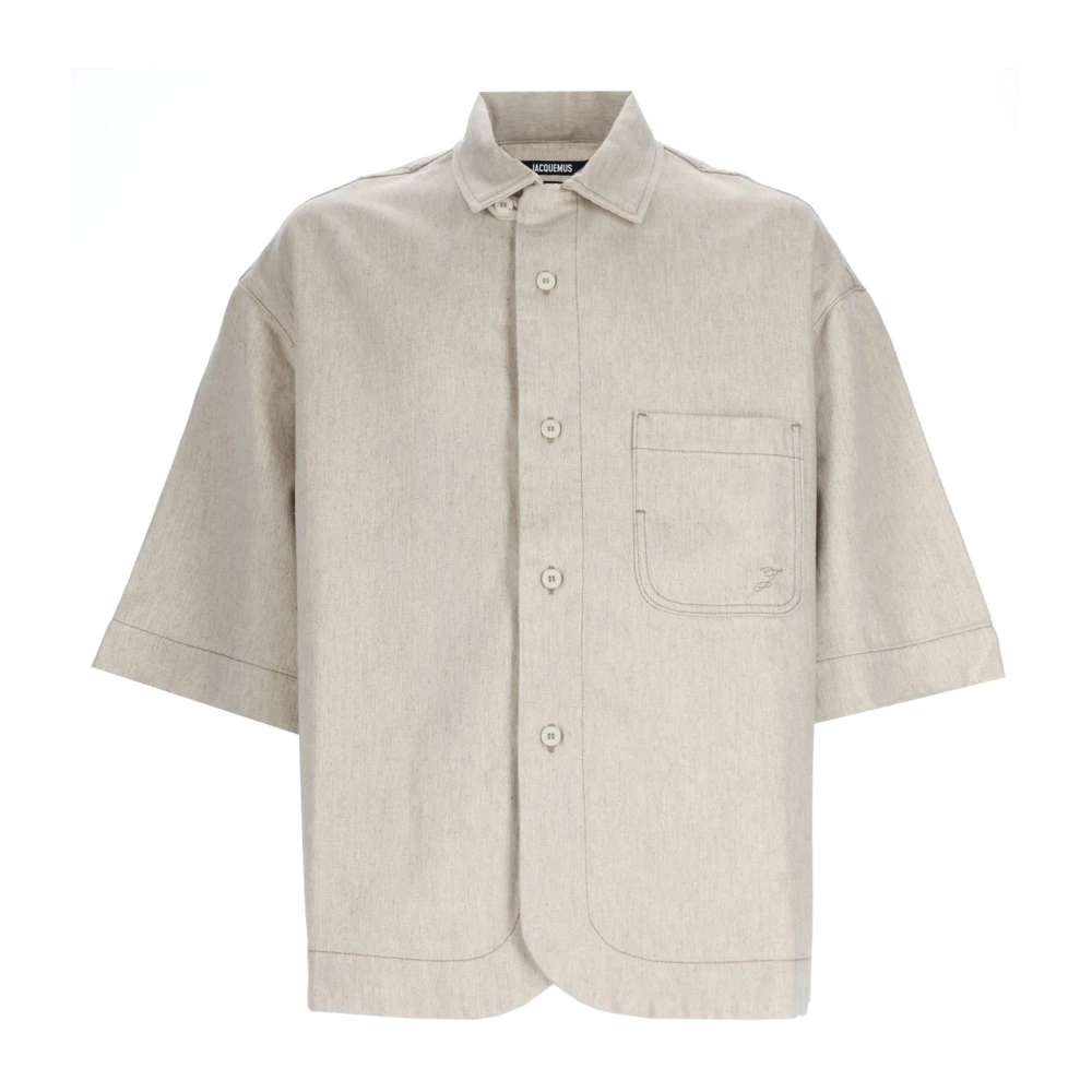 Jacquemus Men's Beige Short Sleeve Shirts, S, La Chemise Paysan De-Nime