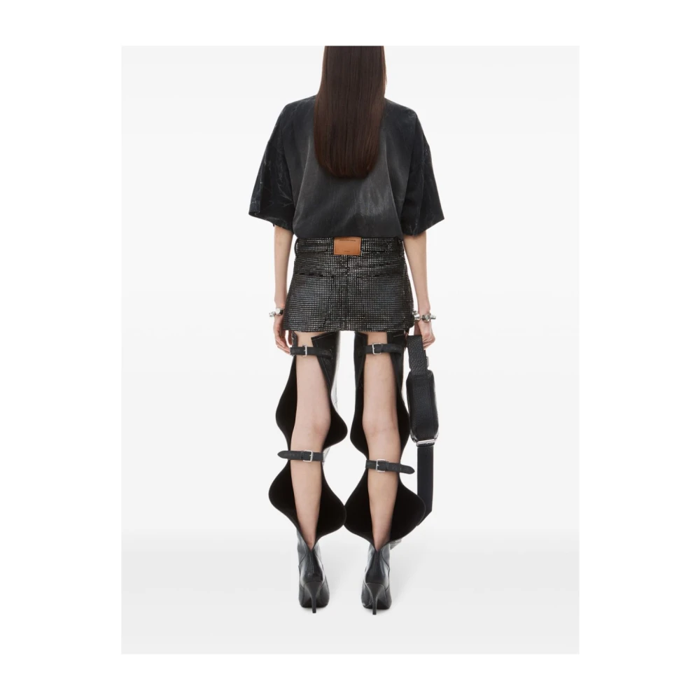 alexander wang Kristal Distressed Mini Rok Black Dames