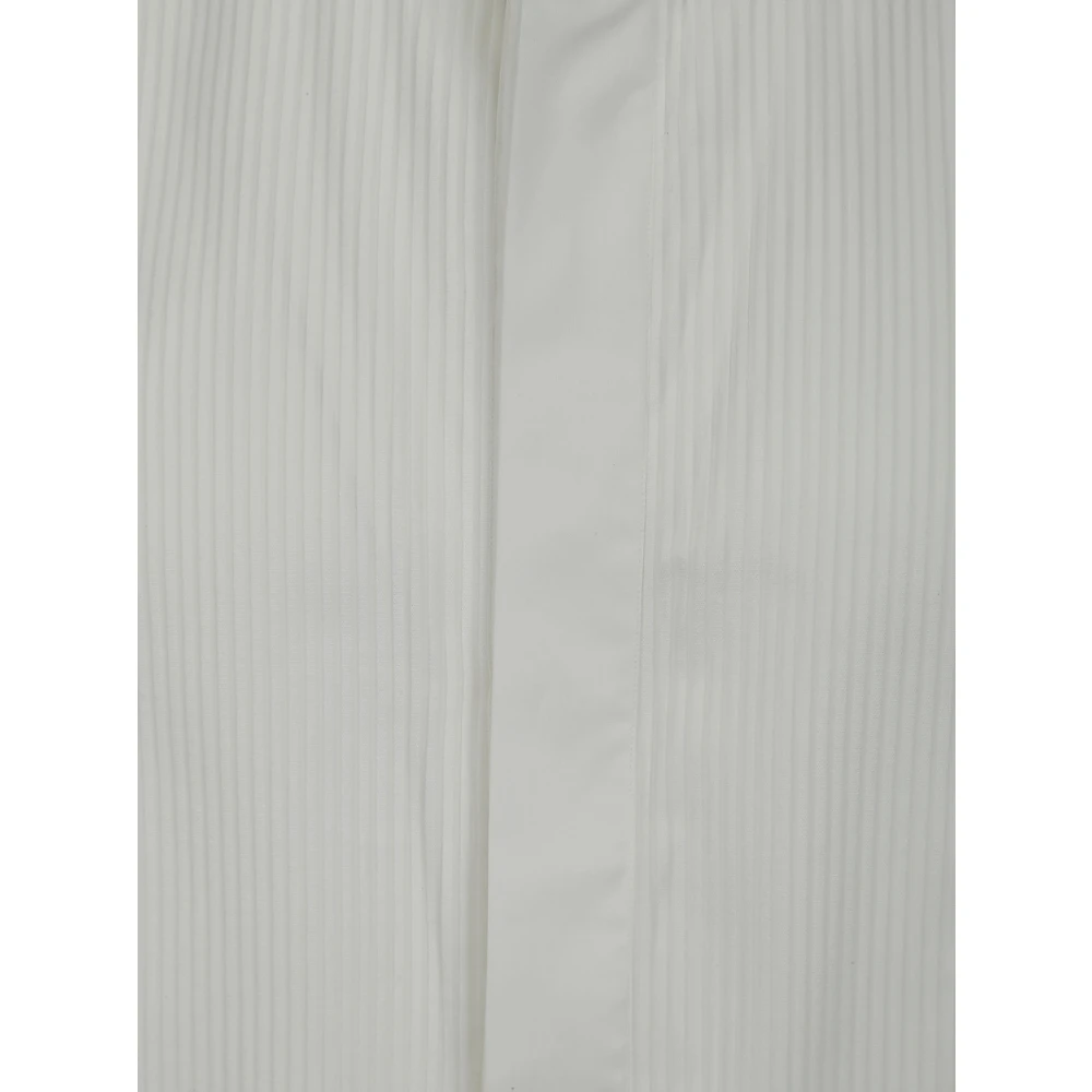 Finamore Witte Katoenen Smoking Overhemd met Geplooide Detail White Heren