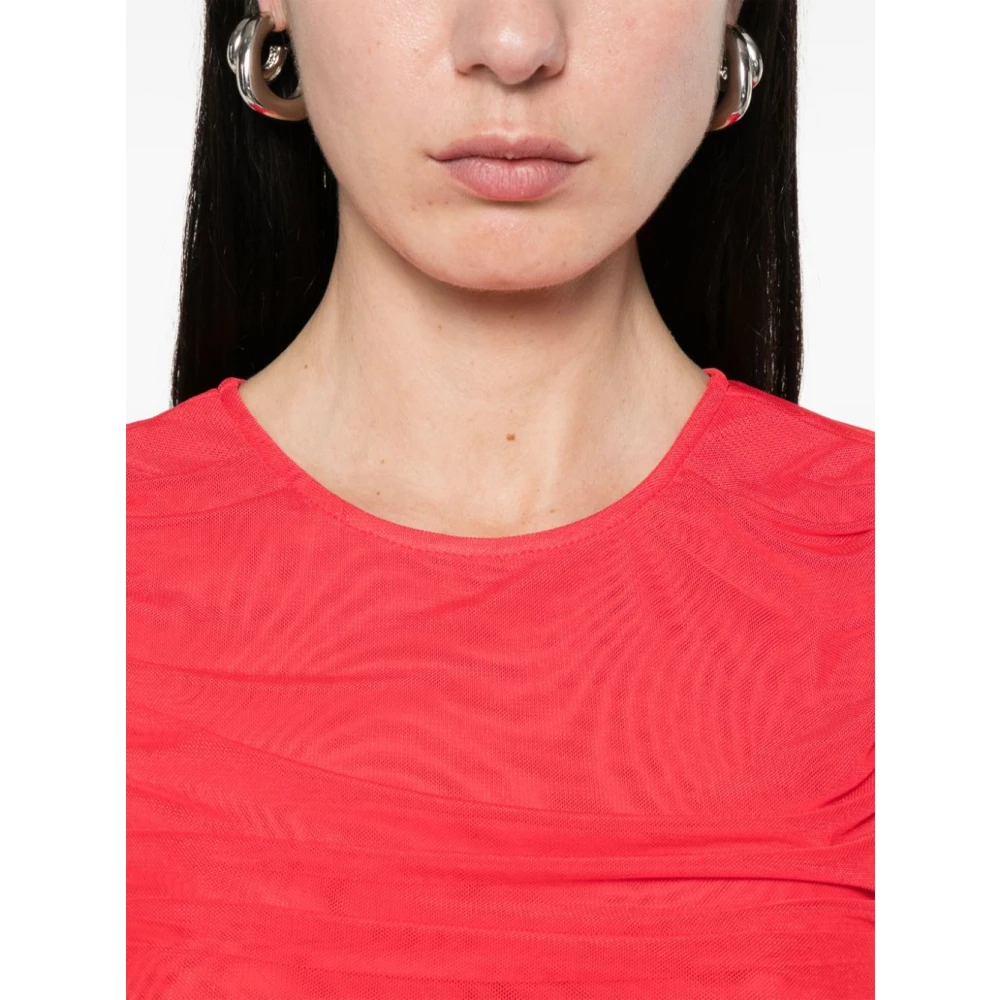 Rotate Birger Christensen Mesh Midi Jurk Red Dames